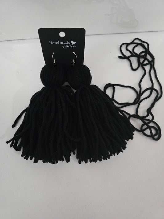 Black Ball - Deme Tassel Earrings